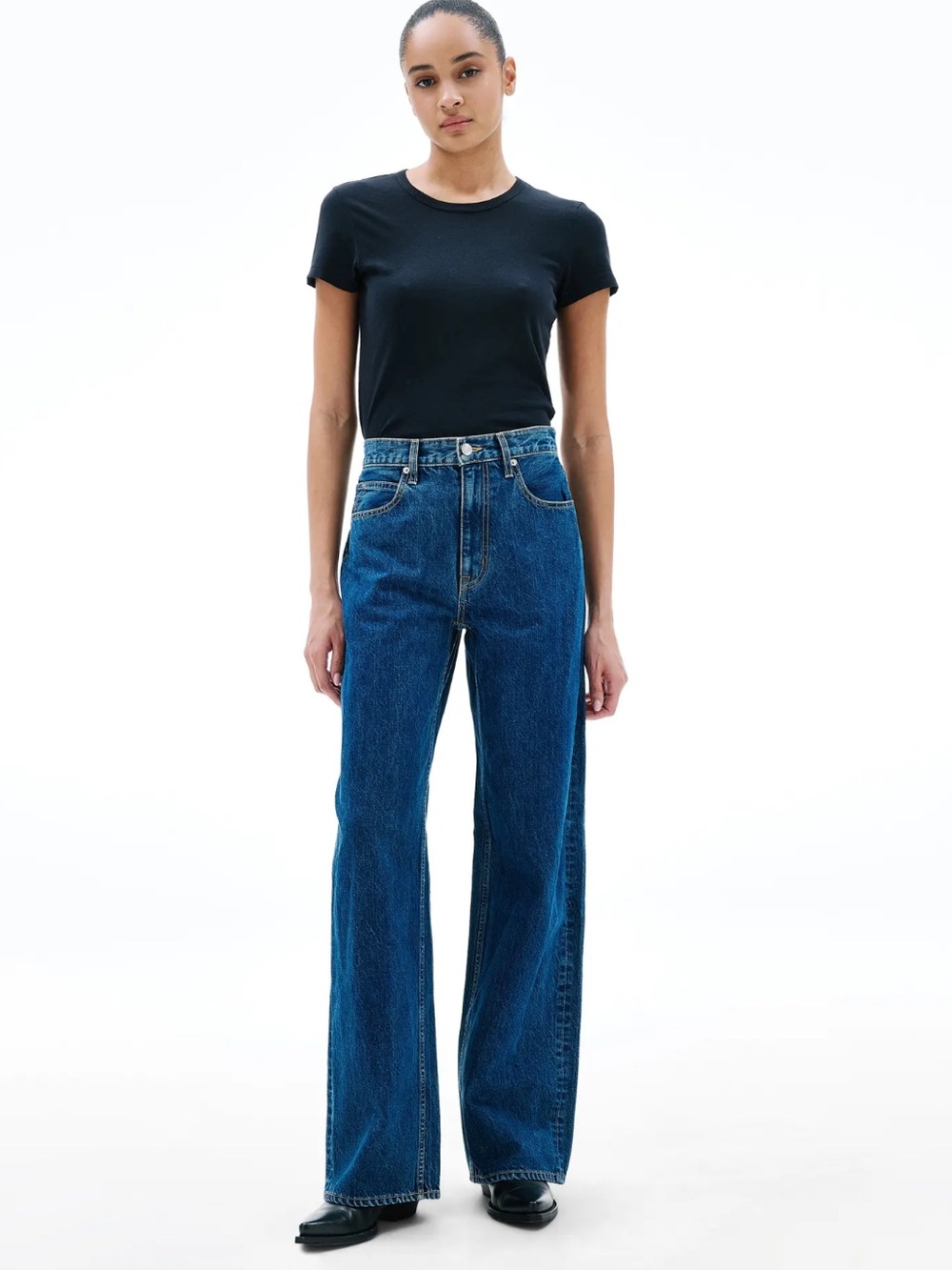 SLVRLAKE Cassie Barrel Wide Leg Jeans in Forbidden Love Dark Wash Size 27